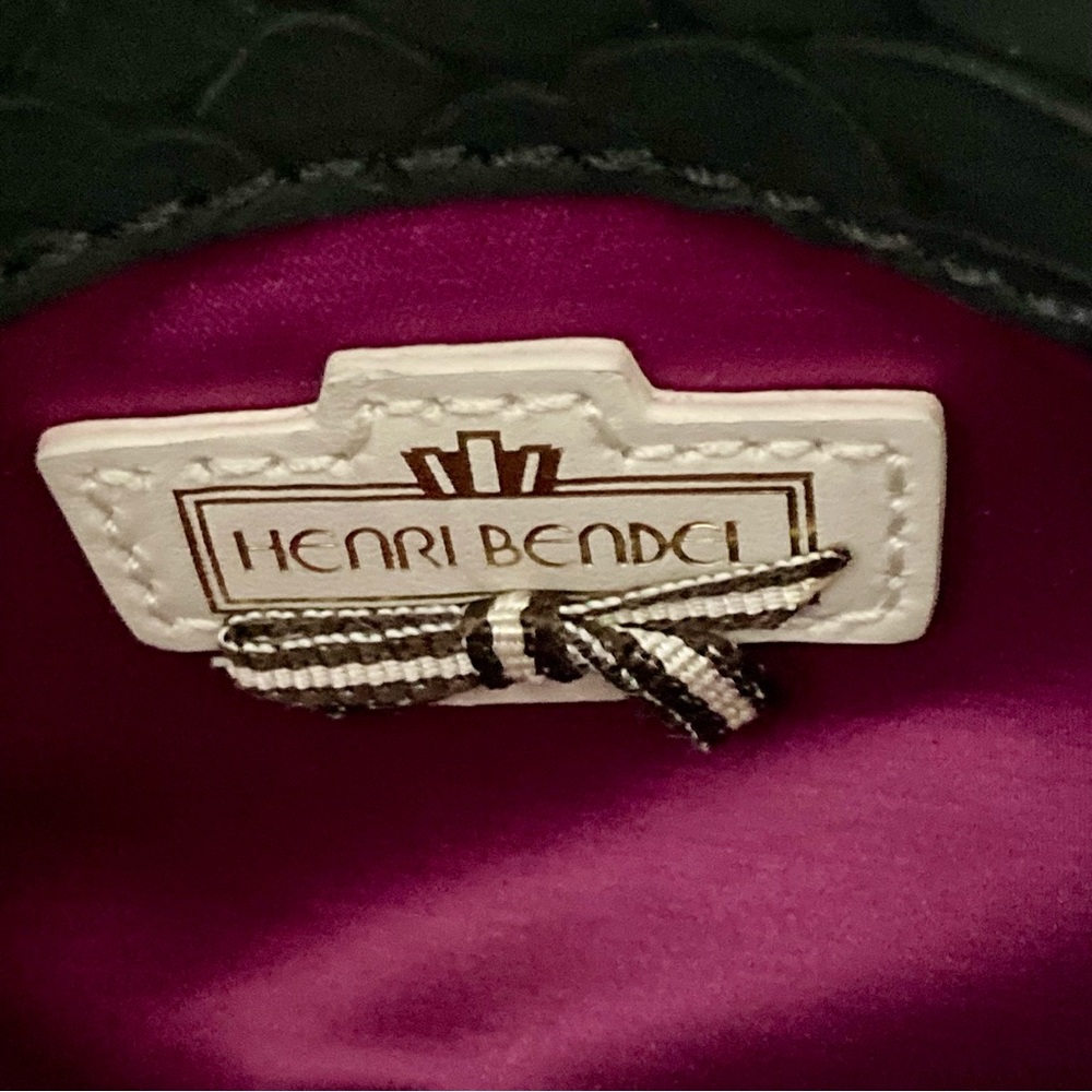 EUC Henri Bendel Black Sueded Snakeskin Embossed Leather Wristlet Clutch - Picture 14 of 14